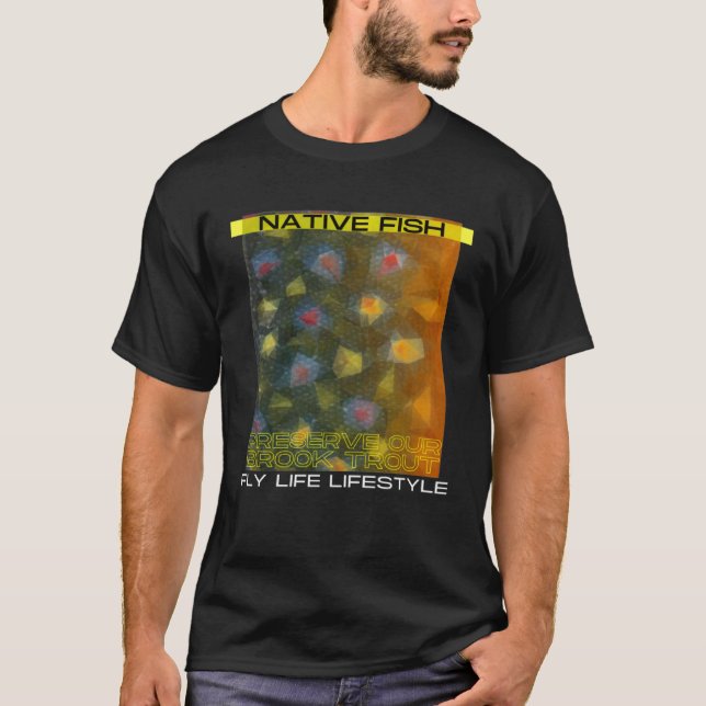 Flygfiske Brook Trout Conservation Graphic T Shirt (Framsida)