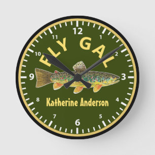 flygfiske Brown Trout FLY GAL Anpassningsbar Angle Rund Klocka
