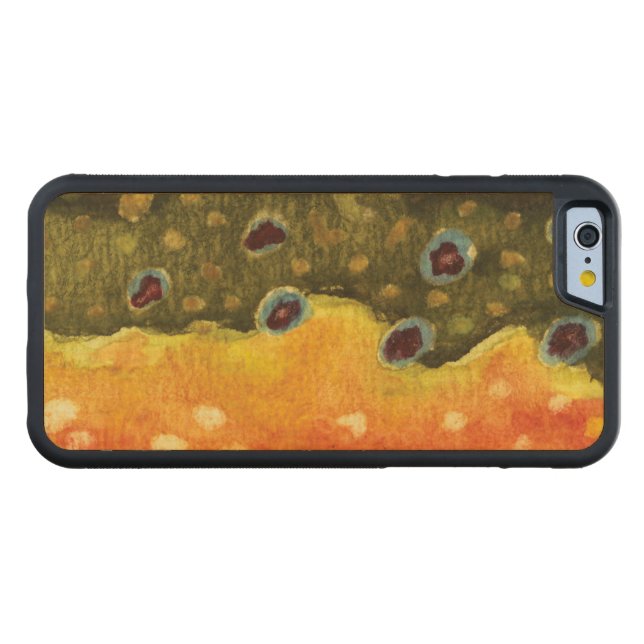 Flygfiske Carved Wood iPhone Skal (Framsidan (horisontell))