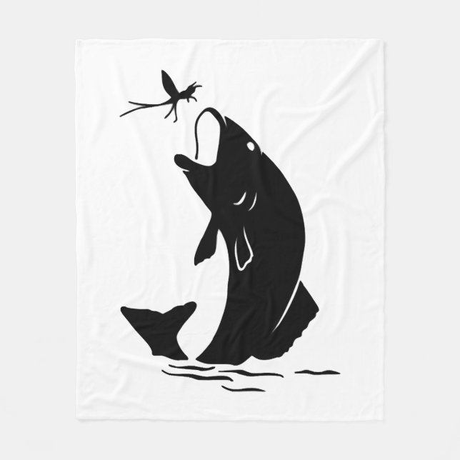 Flygfiske Fish Jump Larvea Krok Fisherman Gift Fleecefilt (Framsidan)