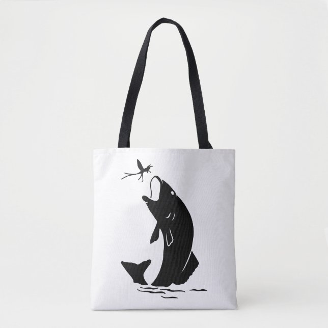 Flygfiske Fish Jump Larvea Krok Fisherman Gift Tygkasse (Framsida)