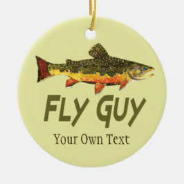 Flygfiske Fly Guy Man's Julgransprydnad Keramik