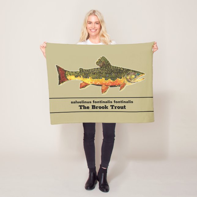flygfiske för en Brookie - Brook Trout Fisherman Fleecefilt (På plats)