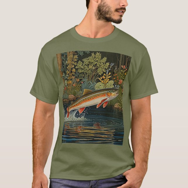 Flygfiske för fiske efter rustikfisk t shirt (Framsida)