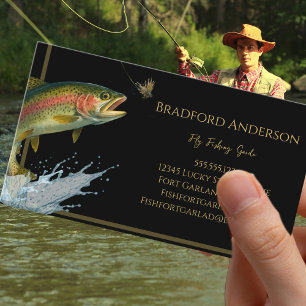 Flygfiske Guide Charters Plain Black Trout Visitkort