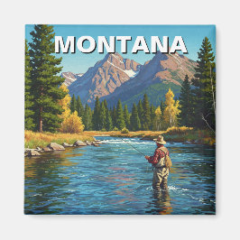 Flygfiske i floden Montana Yellowstone Magnet