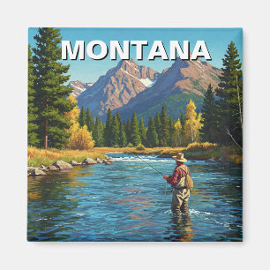 Flygfiske i floden Montana Yellowstone Magnet