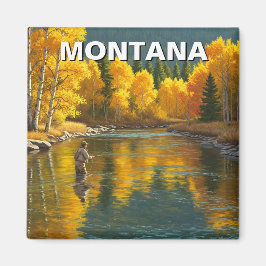 Flygfiske i floden Montana Yellowstone Magnet