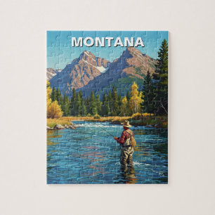 Flygfiske i floden Montana Yellowstone Pussel