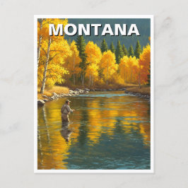 Flygfiske i floden Montana Yellowstone Vykort