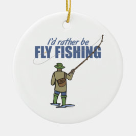 Flygfiske i Waders Julgransprydnad Keramik