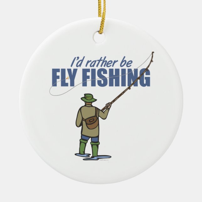 Flygfiske i Waders Julgransprydnad Keramik (Framsidan)