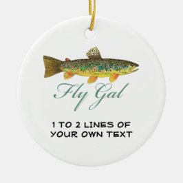 Flygfiske kvinna julgransprydnad keramik