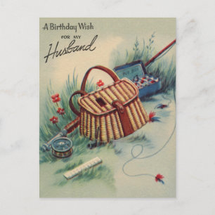 Flygfiske Make födelsedag Vintage Vykort