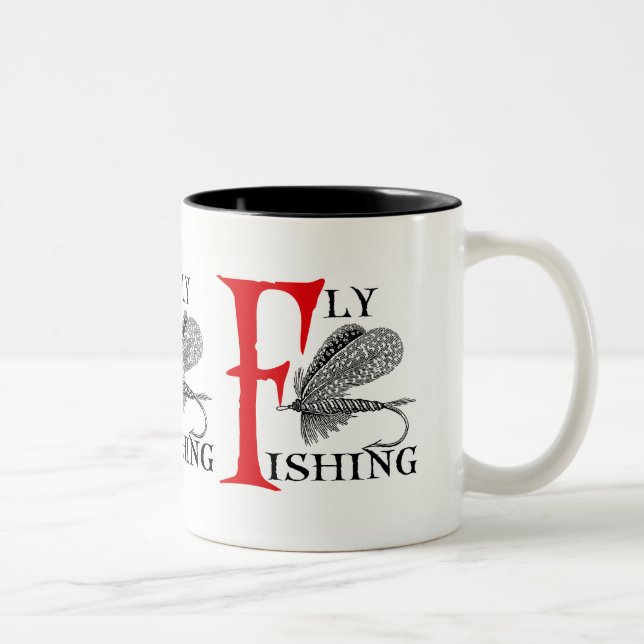 Flygfiske med fiskedrag Två-Tonad mugg (Höger)