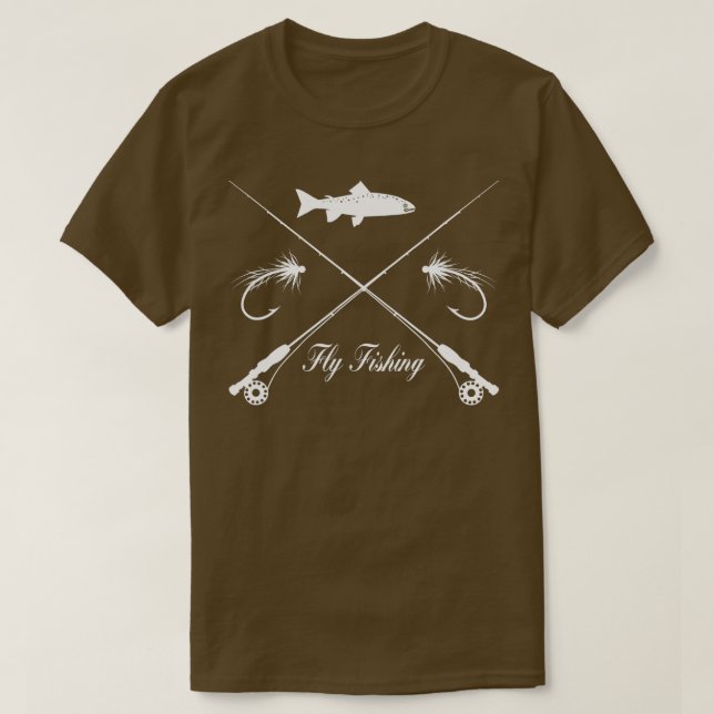 Flygfiske med stativ och öring t shirt (Design framsida)