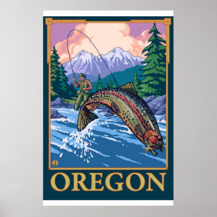 Flygfiske Scen - Oregon Poster