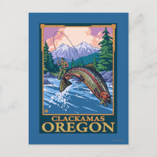 Flygfiske Scene - Clackamas, Oregon Vykort