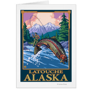 Flygfiske Scene - Latouche, Alaska Hälsningskort