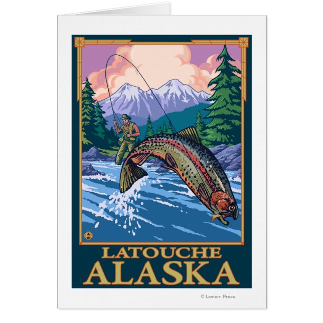 Flygfiske Scene - Latouche, Alaska Hälsningskort (Framsidan)