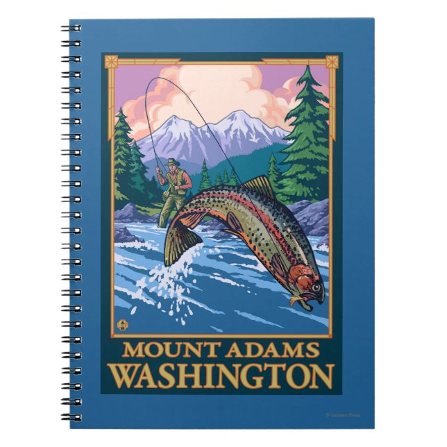 Flygfiske Scene - Mount Adams, Washington Anteckningsbok Med Spiral (Framsidan)