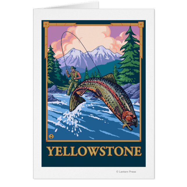 Flygfiske Scene - nationalparken Yellowstone Hälsningskort (Framsidan)