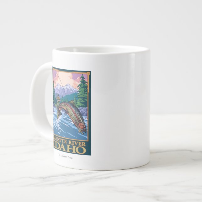 Flygfiske Scene - Payette River, Idaho Jumbo Mugg (Framsida vänster)