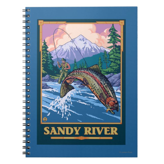 Flygfiske Scene - Sandy River, Oregon Anteckningsbok (Framsidan)