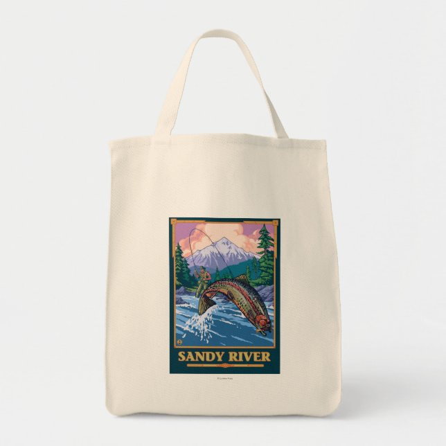 Flygfiske Scene - Sandy River, Oregon Tygkasse (Framsidan)