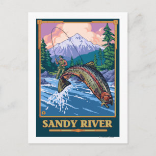 Flygfiske Scene - Sandy River, Oregon Vykort