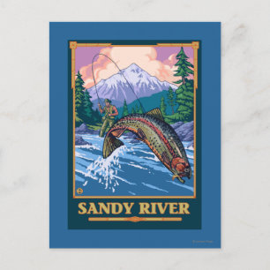 Flygfiske Scene - Sandy River, Oregon Vykort