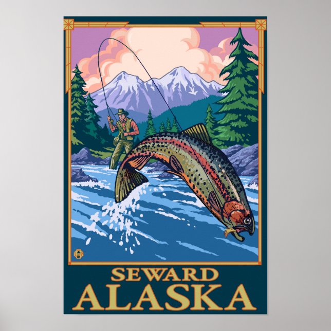 Flygfiske Scene - Seward, Alaska Poster (Framsidan)