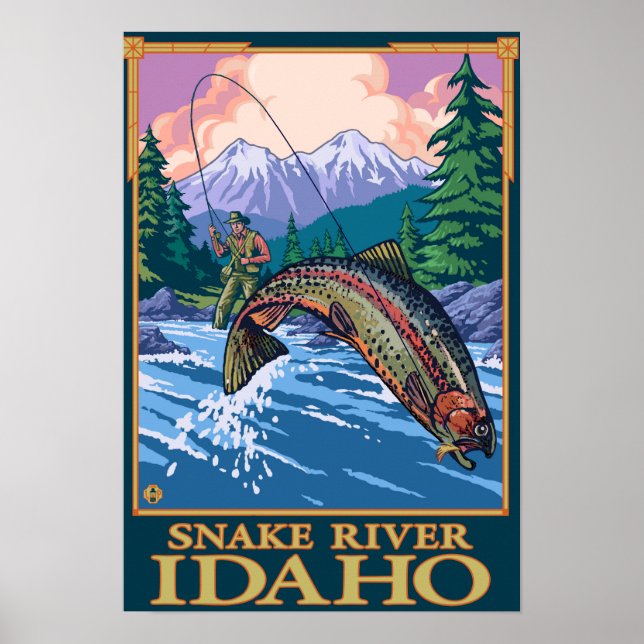 Flygfiske Scene - Snake River, Idaho Poster (Framsidan)