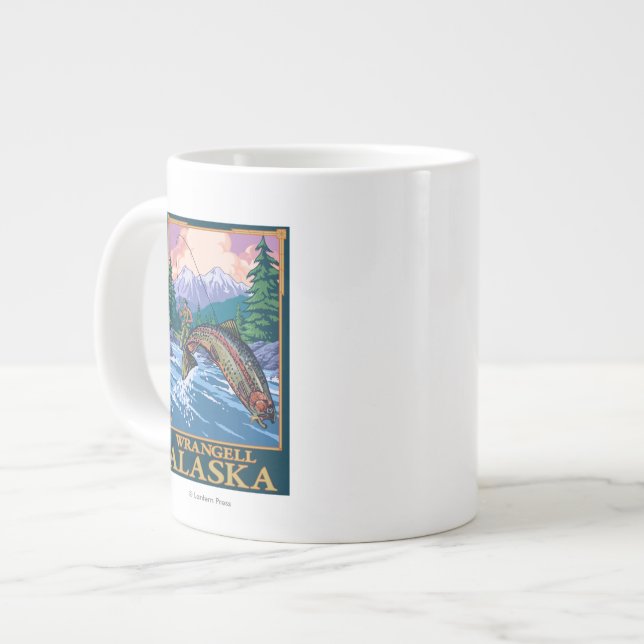 Flygfiske Scene - Wrangell, Alaska Jumbo Mugg (Framsida vänster)