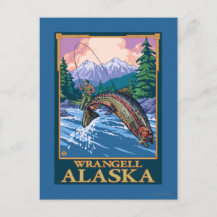 Flygfiske Scene - Wrangell, Alaska Vykort
