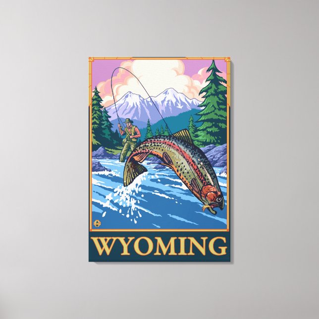 Flygfiske Scene - Wyoming Canvastryck (Framsida)
