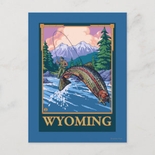 Flygfiske Scene - Wyoming Vykort