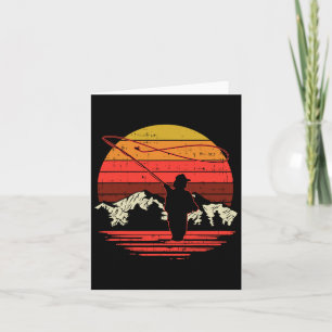 Flygfiske Sunset Retro Trout Angling Fisherman A Kort