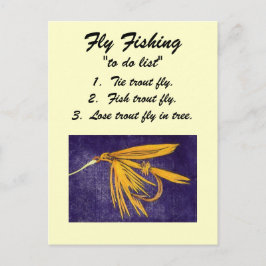 Flygfiske "to do list" vykort "Big Gult May"