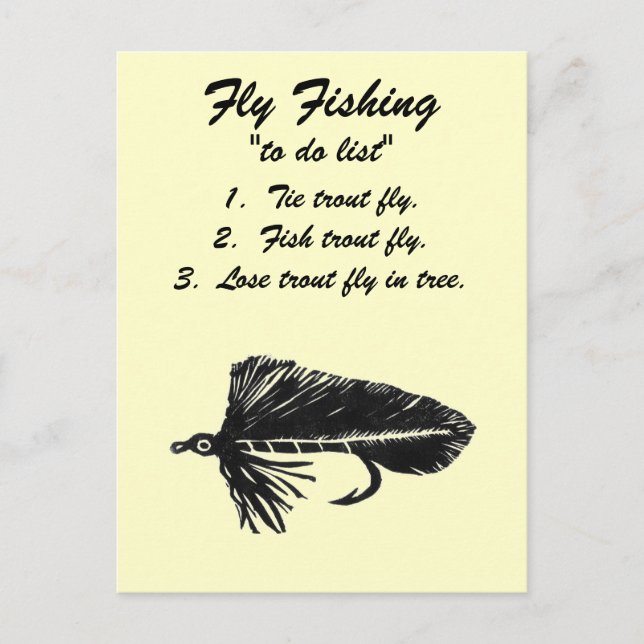 Flygfiske "to do list" vykort "Black Matuka" (Framsida)