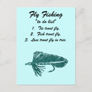 Flygfiske "to do list" vykort "Grönt Matuka"