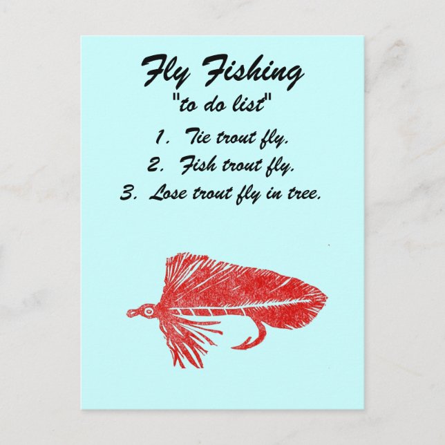 Flygfiske "to do list" vykort "Red Matuka" (Framsida)