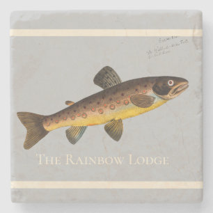 Flygfiske Trout Watercolor Grått Stenunderlägg