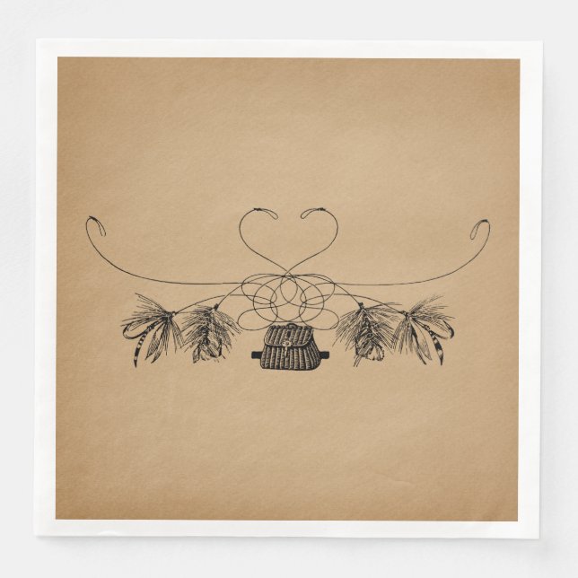 Flygfiske - Vintage konst Pappersservett (Framsida)