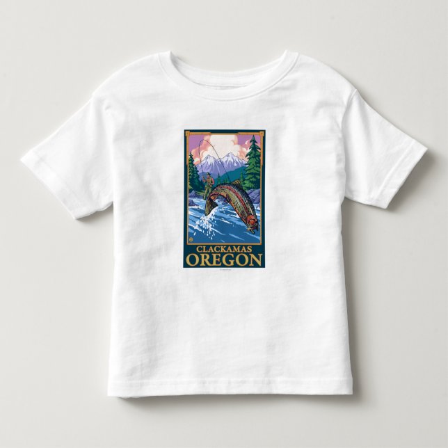 Flygfiskeplats - Clackamas, Oregon T-shirt (Framsida)