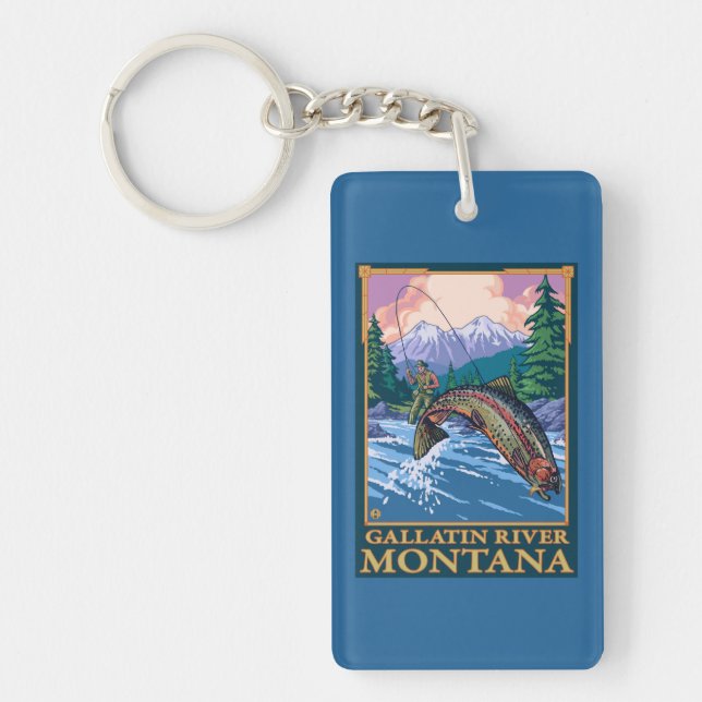 Flygfiskeplats - Gallatinflod, Montana (Framsidan)
