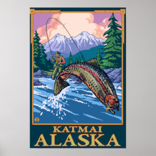 Flygfiskeplats - Katmai, Alaska Poster