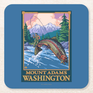 Flygfiskeplats - montering Adams, Washington Underlägg Papper Kvadrat