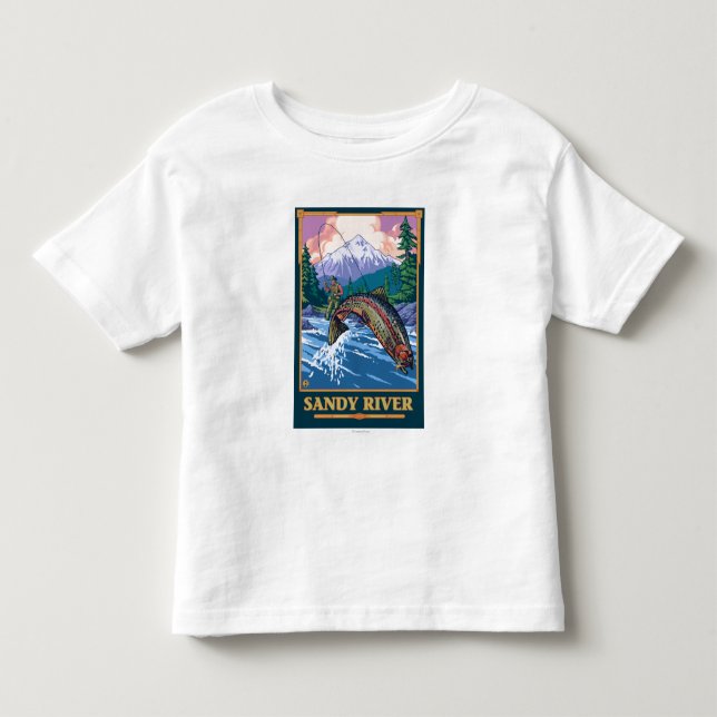 Flygfiskeplats - sandig flod, Oregon Tee (Framsida)
