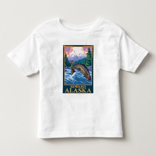 Flygfiskeplats - Seward, Alaska Tee Shirt (Framsida)